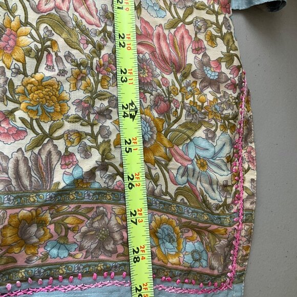 Dolma Medium Floral Pink Hand-Embroidered Tunic Top Lightweight Silk Bl Boho - Picture 12 of 14